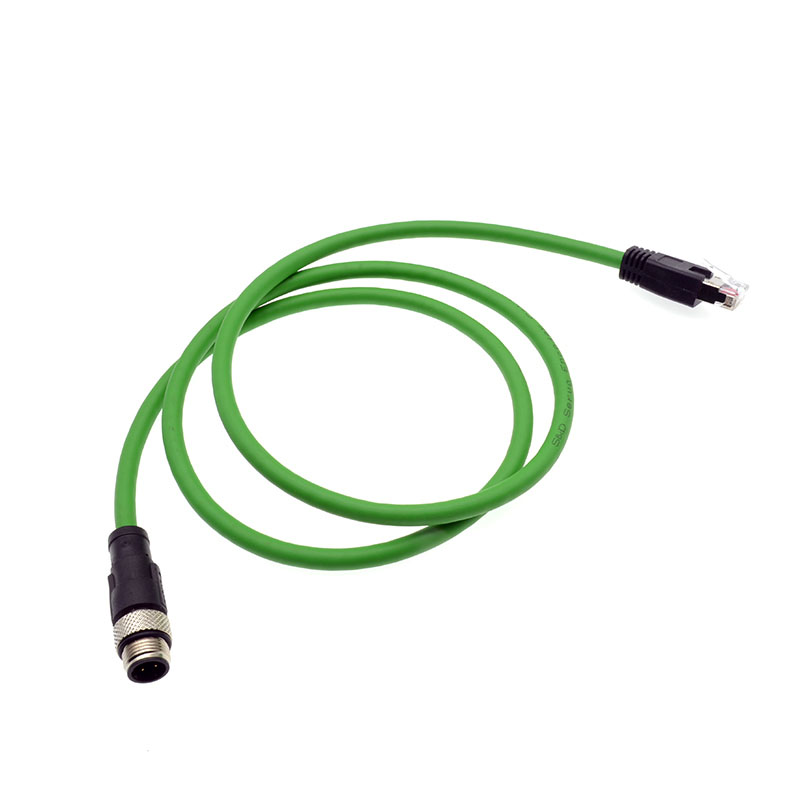 Industrial camera M12 - RJ45 Gigabit Ethernet cable 4 - core D - coded aviation plug