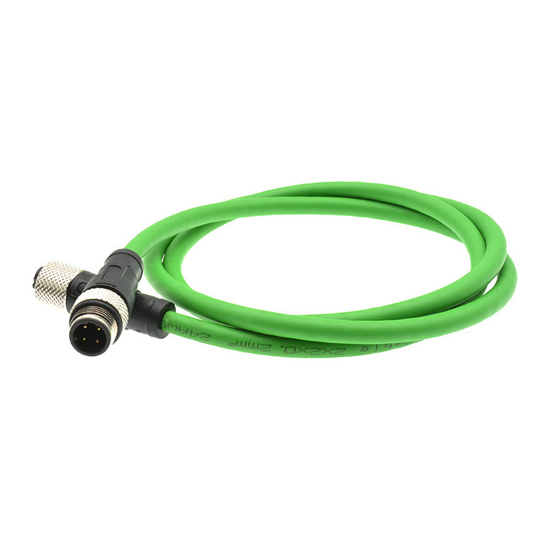 Industrial camera high flexible double shield Ethernet M12 4 core D type male to female code wire