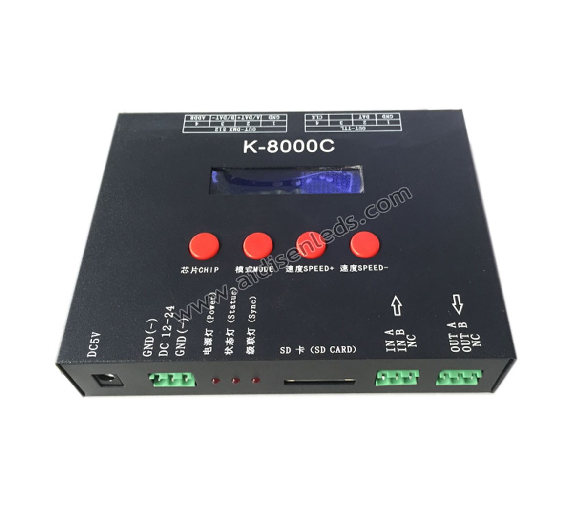 K-8000C  SD Card Led Controller 8912Pixels DMX Led Pixel Controller Offline DC5-24V