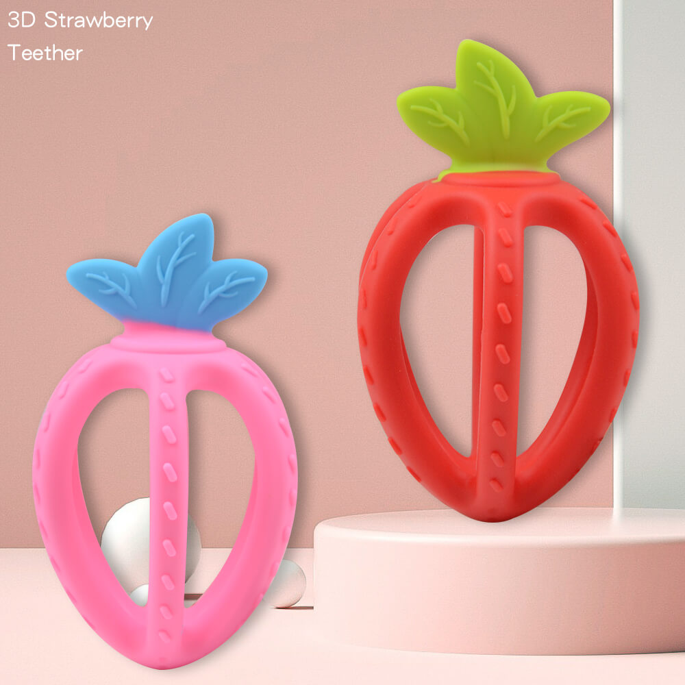 Strawberry three-dimensional teether