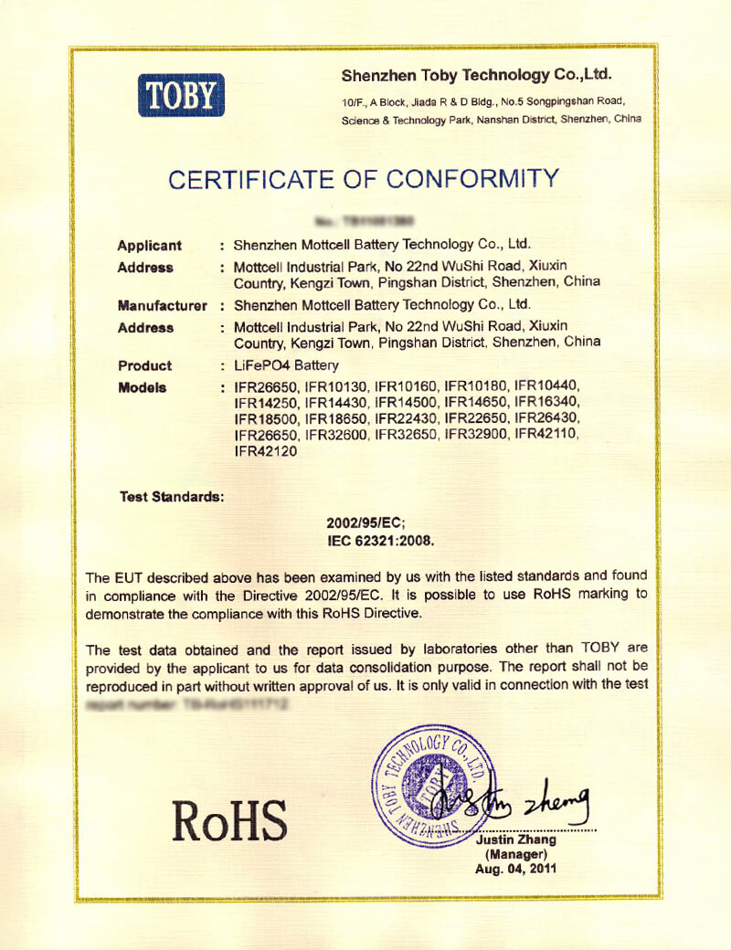 Certificação RoHs