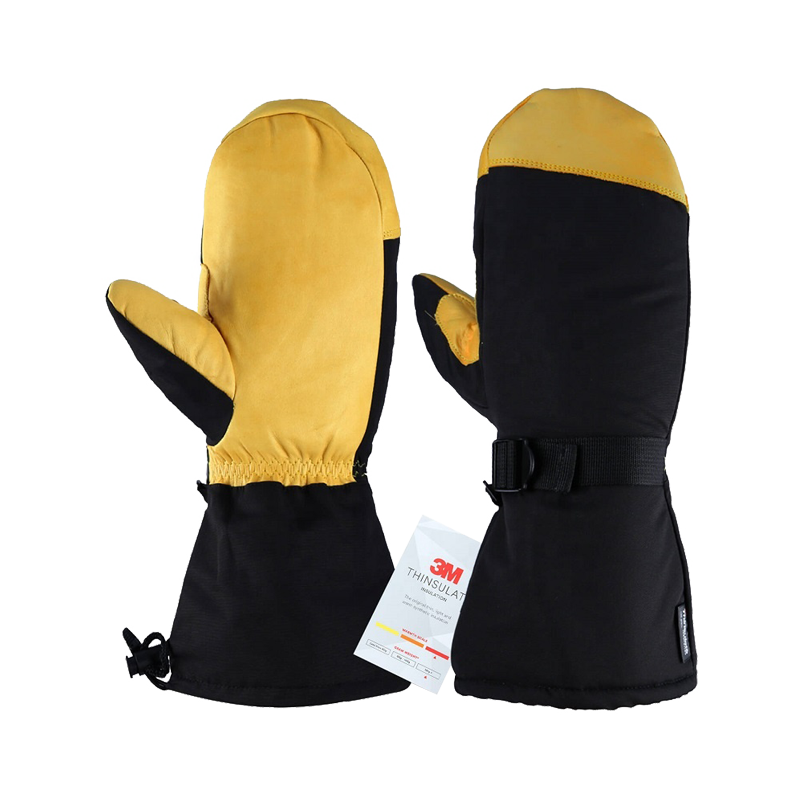 Ozero Custom Grain Leather 3m Thinsulate Waterproof Winter Snow Ski Snowboard Gloves Mittens EN511 O