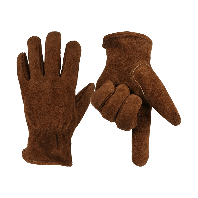 Ozero Men Custom Logo Split Cowhide Suede Leather Workers Insulated Warm Winter Work Gloves Cold Pro