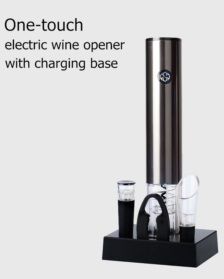 Premium Electric Wine Bottle Opener Set – Rechargeable With Charging Base, Aerator, Foil Cutter & Vacuum Sealer